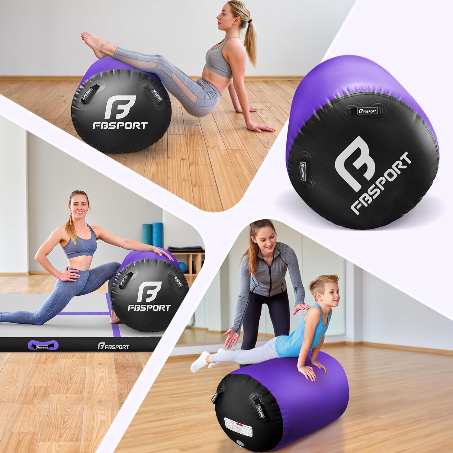 Air Roller Gymnastics Barrel, Inflatable Gymnastics Air Roller Inflatable Air Gymnastics Mat with Electric Pump for Yoga Cheerleading Training Home Park Outdoor Use