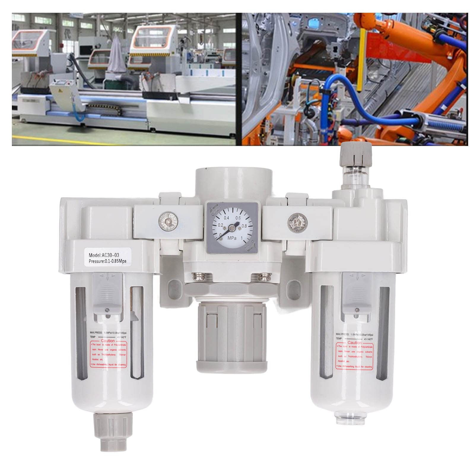 Regulador de presión de filtro de aire para compresor G3/8, regulador de presión de filtro de aire con separador de agua y aceite, filtro neumático de aleación de aluminio para