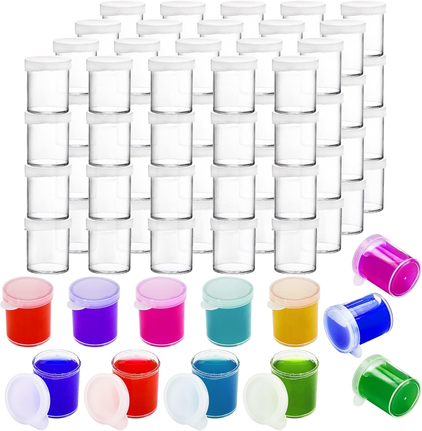 ZENFUN Set of 100 Mini Plastic Paint Cups with Lids, 25ML Paint