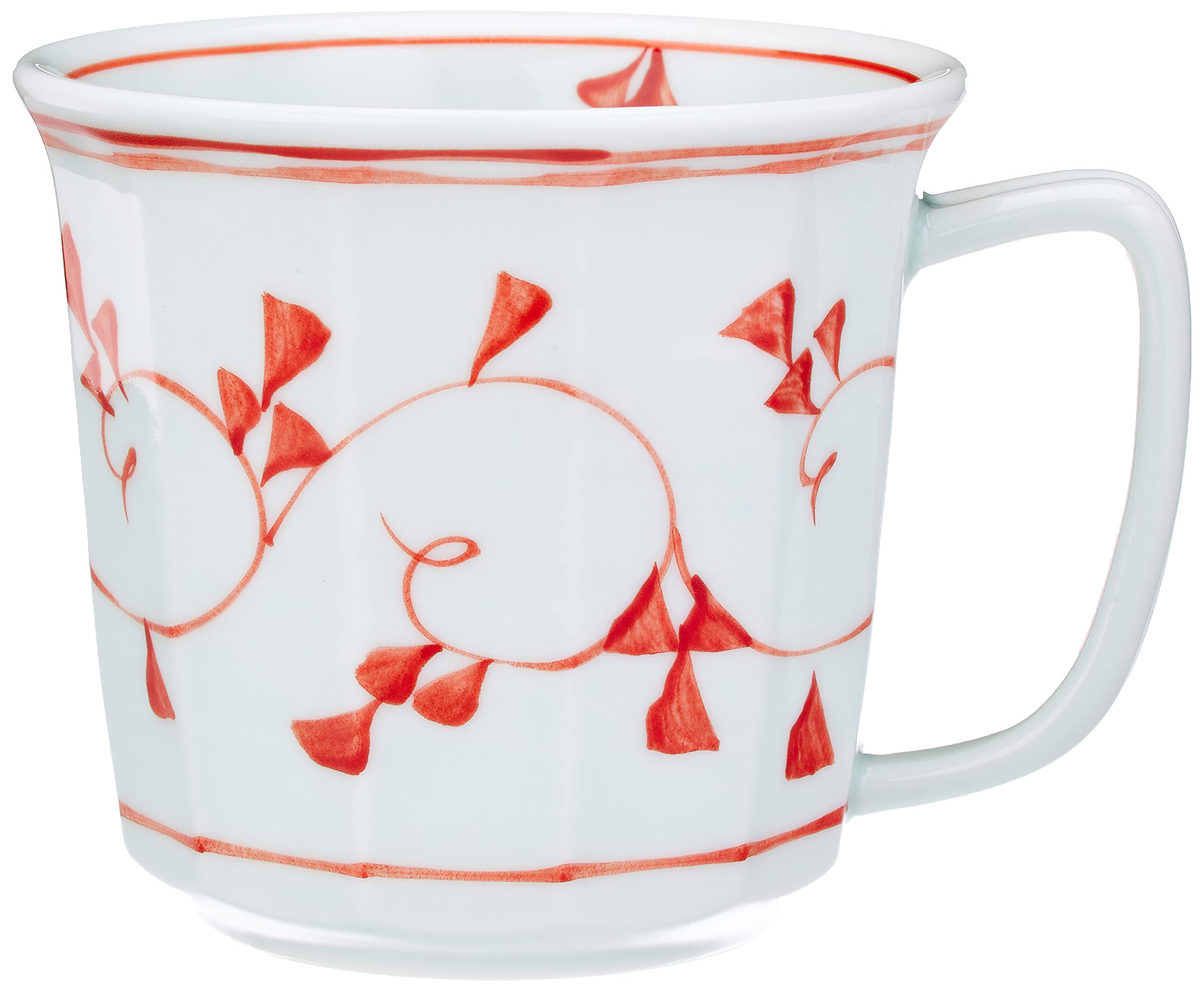 Hasami Ware Lightweight Mug Arabesque Red 10oz Porcelain Dishwasher Safe Japan