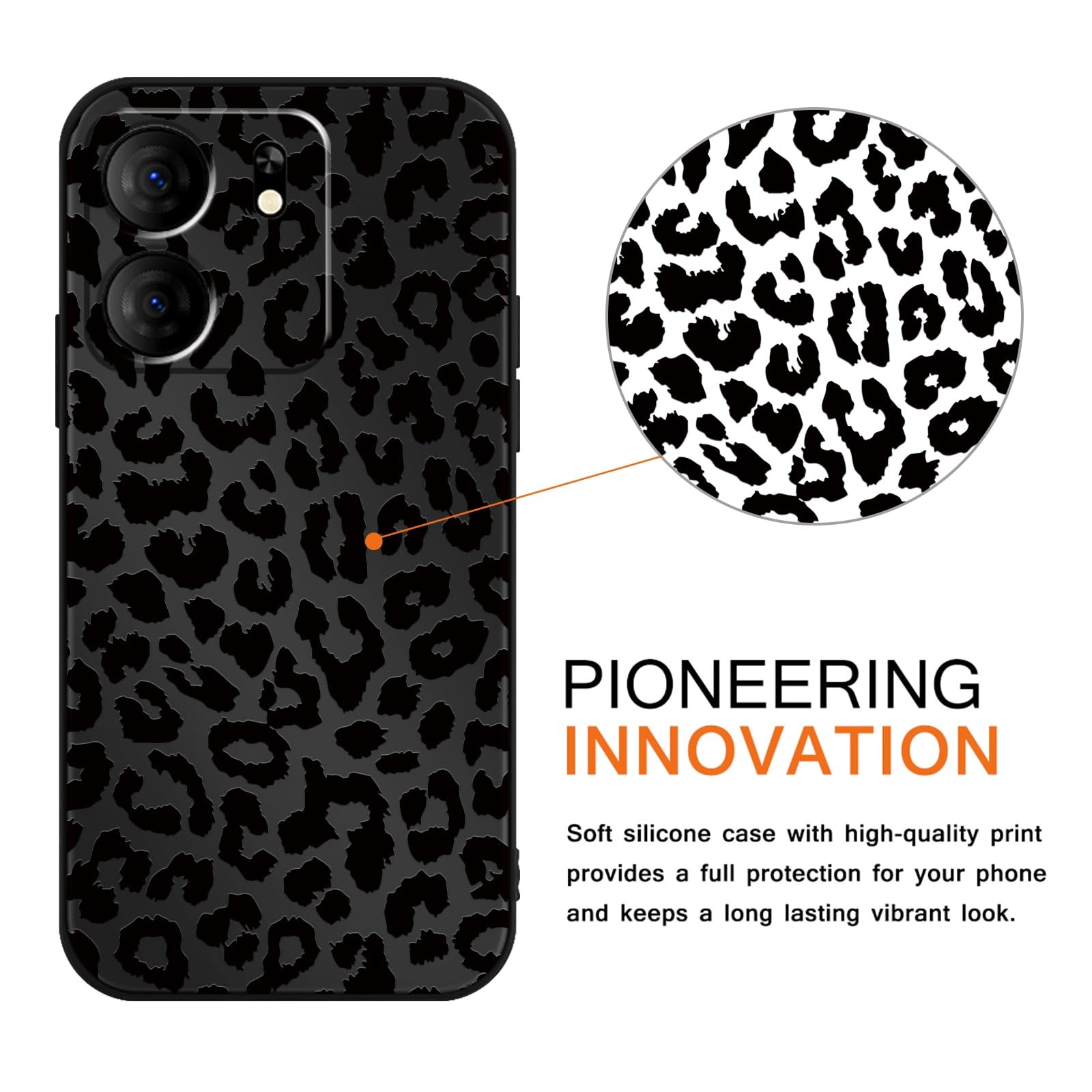 Funda protectora de TPU para BLU View 5 B160V de 6.6 pulgadas, diseño estético de leopardo negro, funda protectora de TPU suave y delgada a prueba de golpes para mujeres y niñas