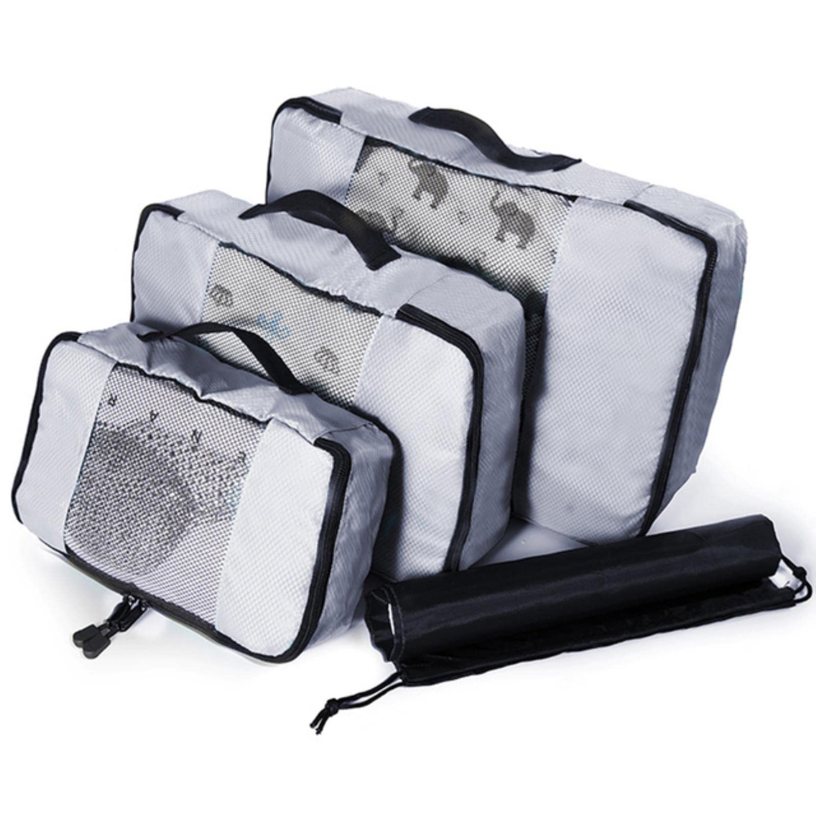 1 szt. Organizer do walizki Pakowanie podróżne Opakowanie z siatki Nylon Oddychający organizer do bagażu Zestaw Organizer na ubrania Worek do przechowywania-szary