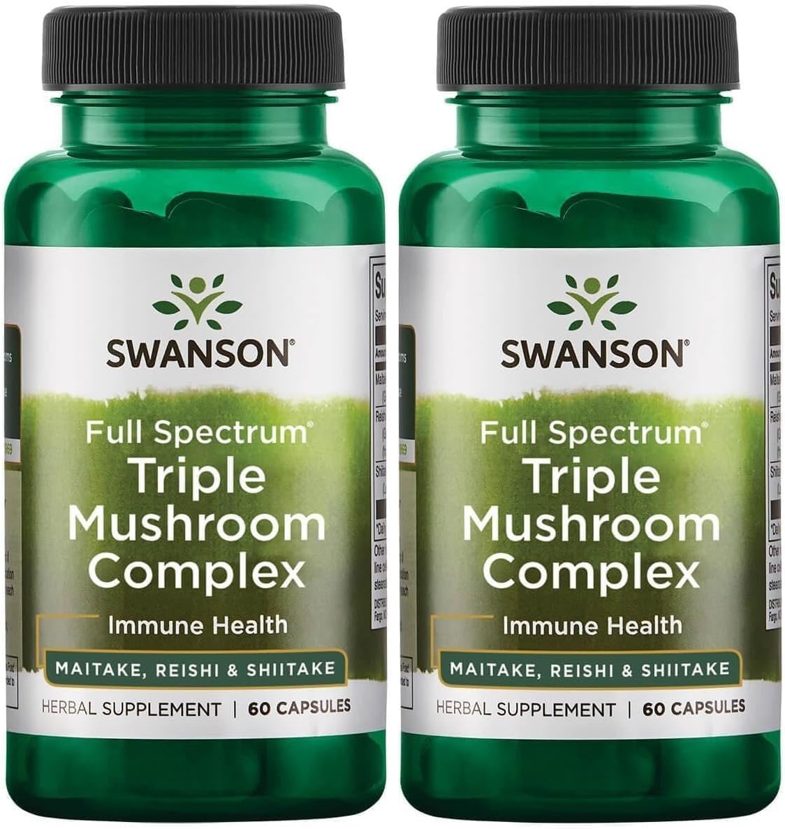 Swanson Full Spectrum Triple Mushroom Complex, 60 Capsules, 2 Pack 60 Count (Pack of 2)