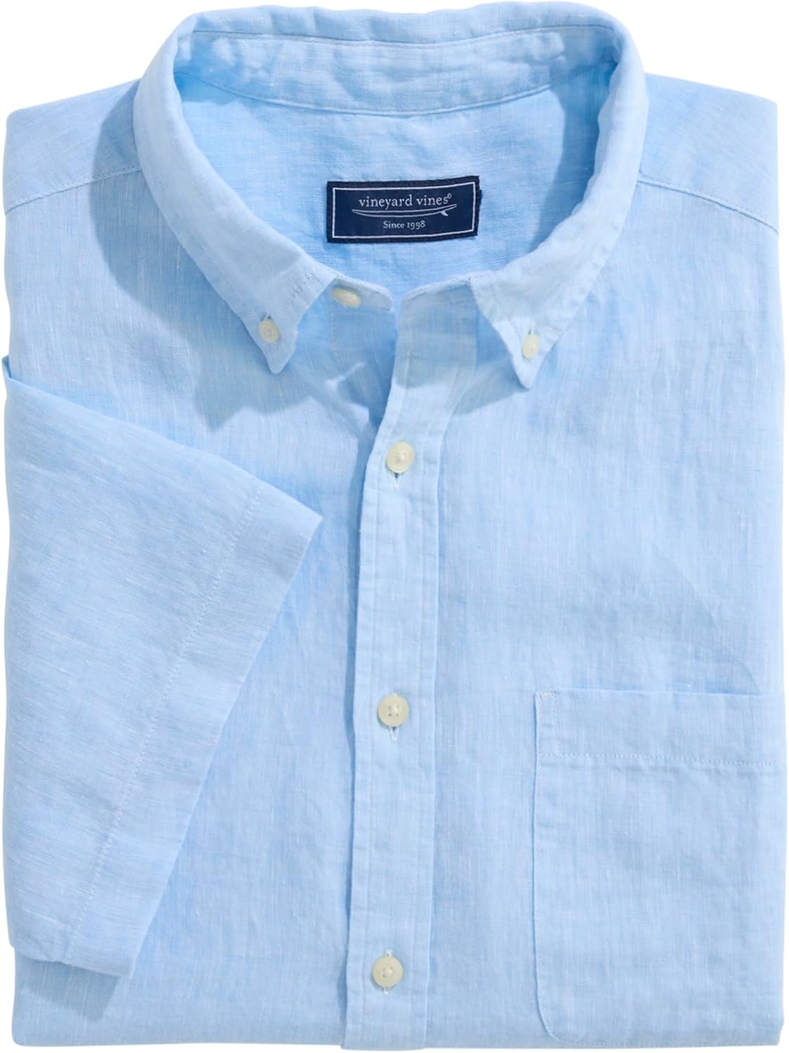 Vineyard Vines Mens Surfside Solid Linen Short Sleeve Shirt - Image 3