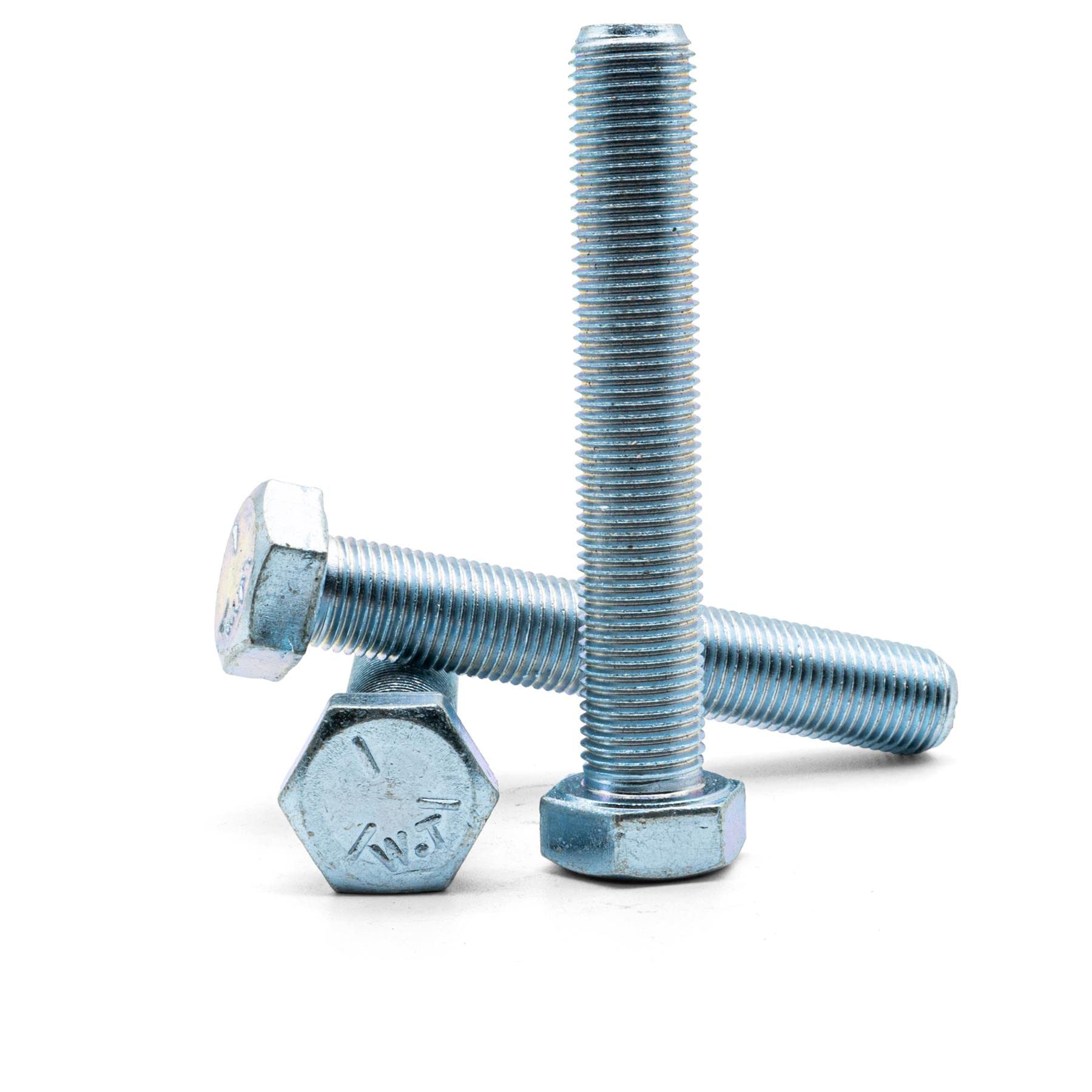 Hippo Hardware 1/4" Inch (1/4" X 2") UNF Hexagon Set Screws Fully Threaded Imperial Bolts with Fine Thread Grade 5 Steel Bright Zinc Plated BZP (Pack of 20)