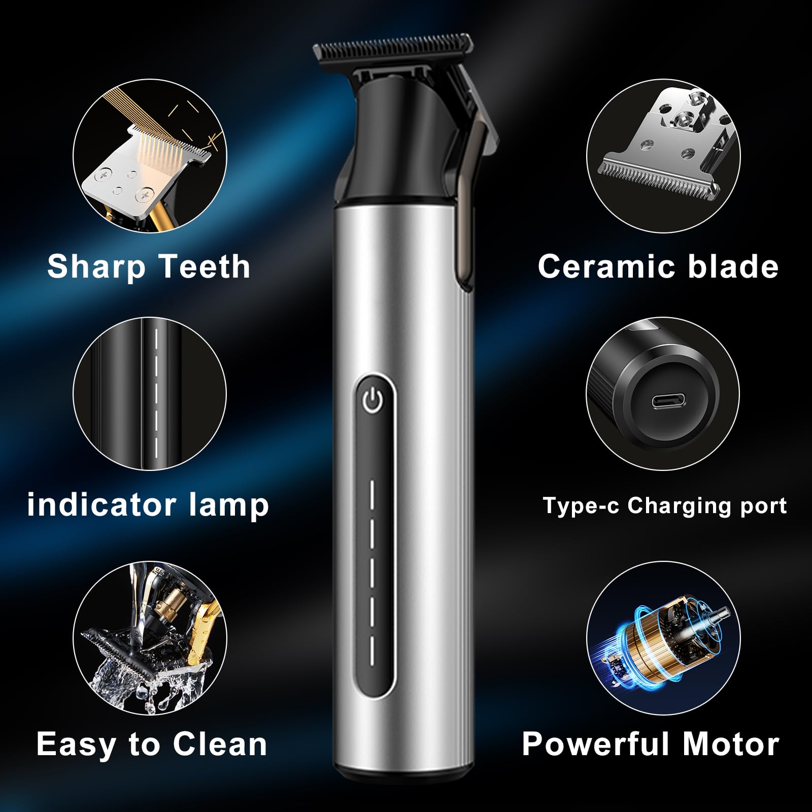 Regolabarba da uomo, tagliacapelli elettrico professionale, senza fili, barbiere senza fili, ricaricabile tramite USB, rasoi a T, tagliacapelli, 4 pettini guida, regali da uomo