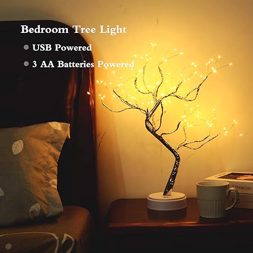 Miniatura 5 de Luz de árbol de espíritu bonsái de 20 pulgadas con 108 LED, lámpara de árbol artificial para bricolaje, funciona con bateríaUSB, lámparas estéticas