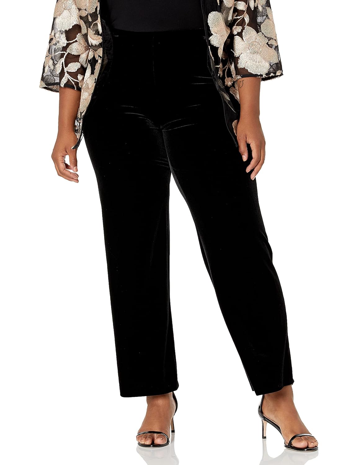 Alex Evenings Womens Cropped Wide Leg Velvet Dress Pant Regular and Petite