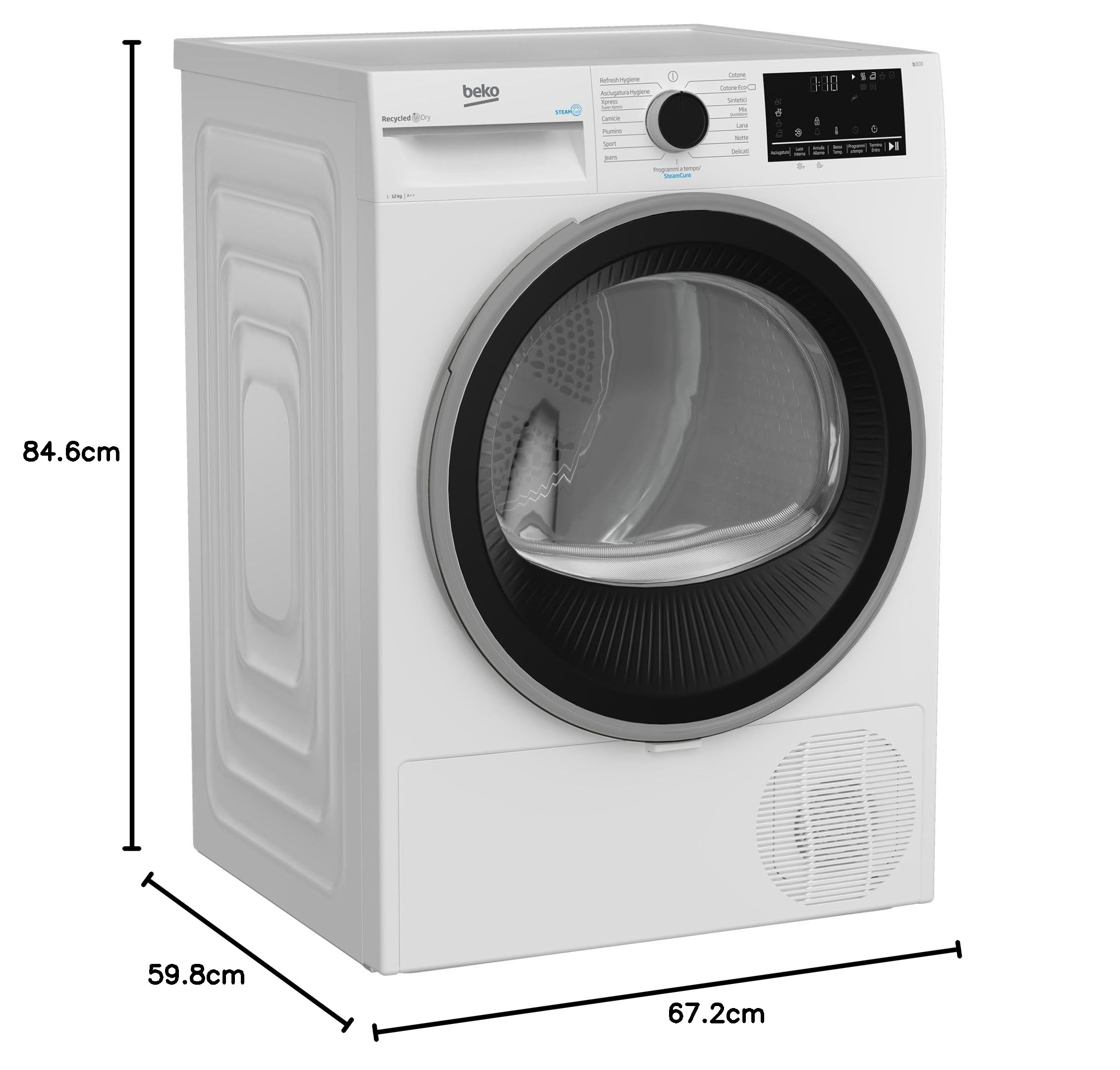 Beko BT3122IS - Asciugatrice con pompa di calore 12 kg, Classe Energetica A++, Inverter