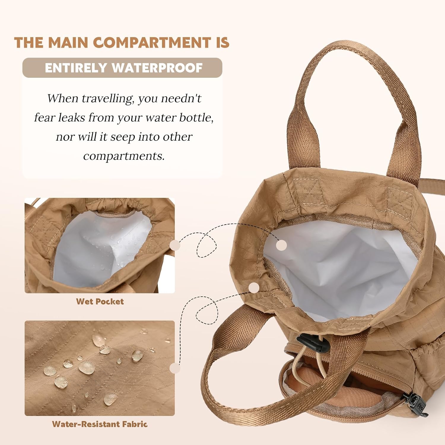 Large Water Bottle Bag for 32/40/42//64oz Water Bottle,Casual Drawstring Crossbody Water Cup Bag image 2