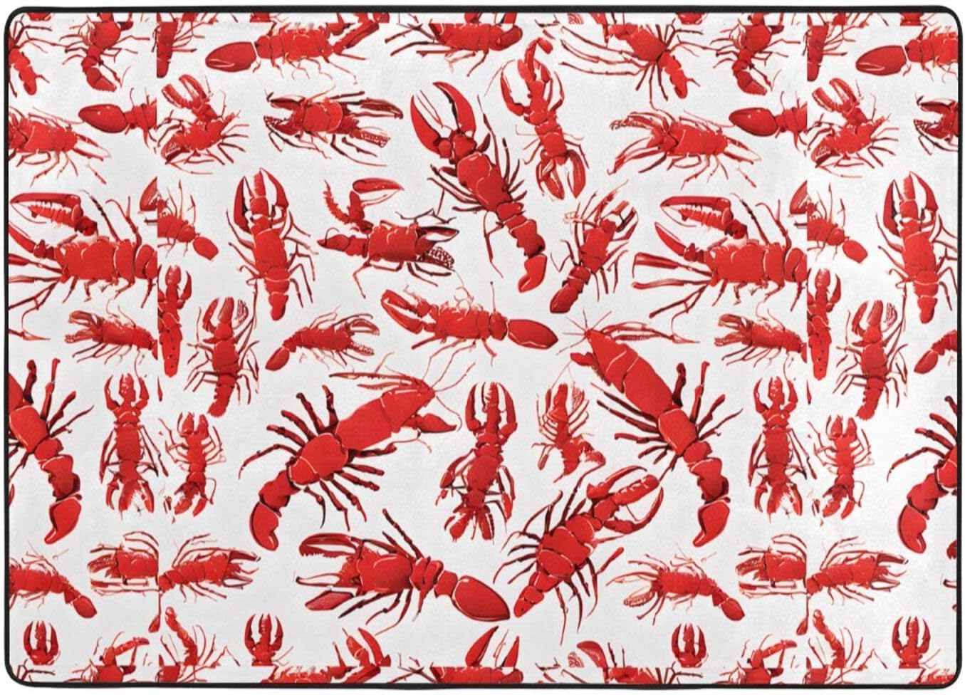 Flannel Non-Slip (Red Lobster) Rug Pad 80×50in Soft Washable Protective for Hardwood Floors Bedroom Bathroom Living Room