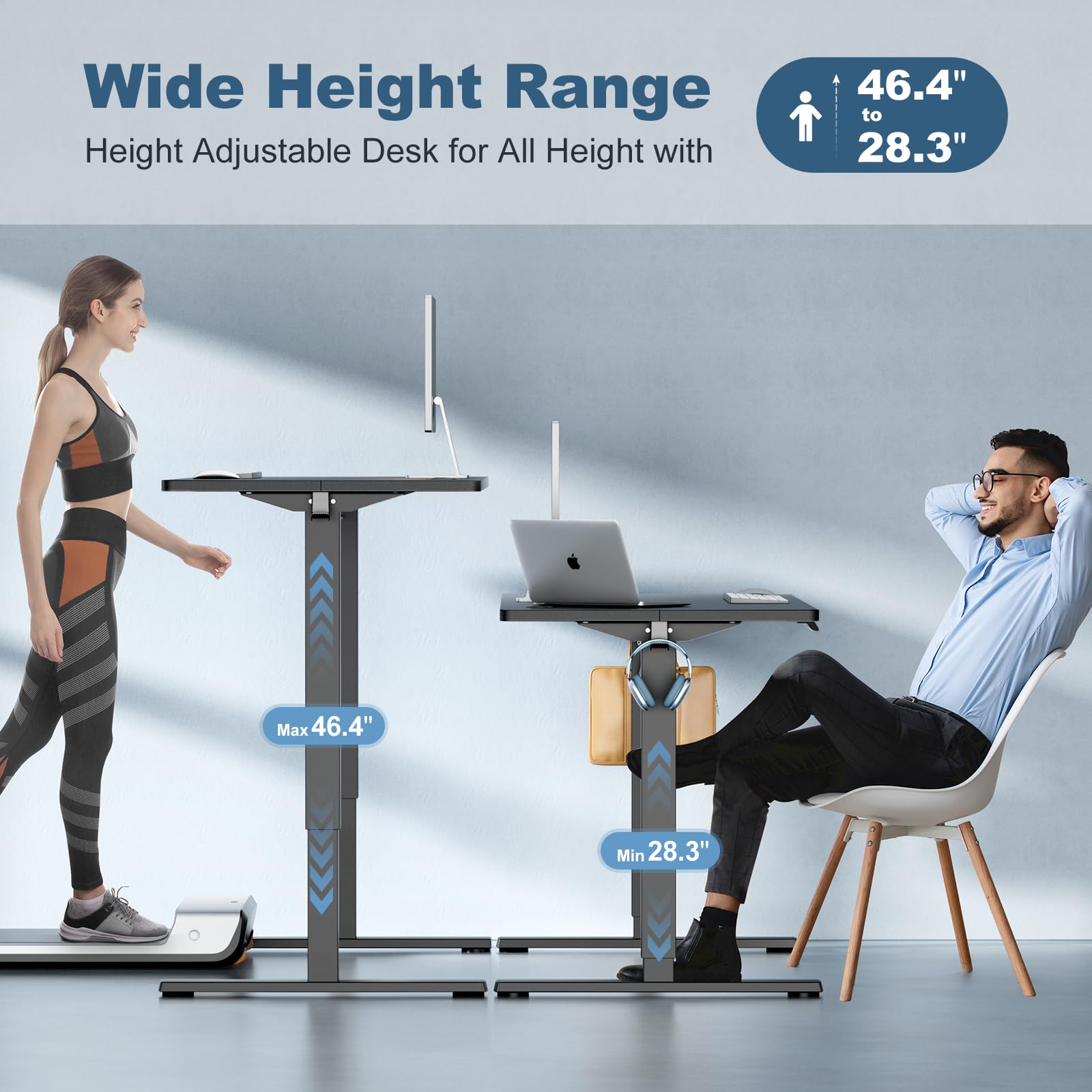 DUMOS 48 Inch Electric Standing Desk Height Adjustable Sit to Stand Up Computer Workstations Work PC Table Home — view 4
