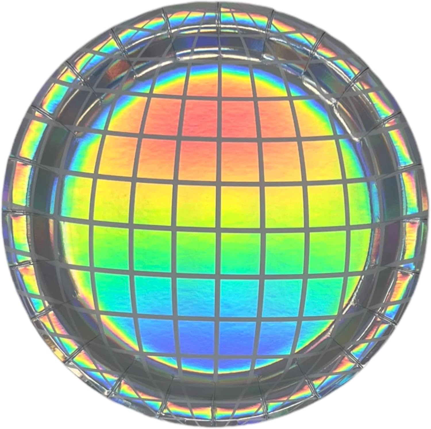 Bolaras Silver Disco Ball Paper Plates, 25-Pack, 9 inch, Sturdy, Bachelorette Party Decorations, Last Disco, Space, 70s Groovy Party