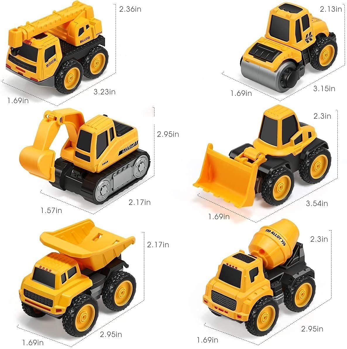 Ixora Construction Truck Toys Vehicles Play Set β Pack of 6 Friction Power Wheels Toy Truck for 3+ Year Old Boys, Kids, Pull Back Toys for Kids (Multi Color) 4