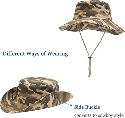Miniatura 2 de ZLYC Sombrero impermeable de camuflaje para hombre, sombrero de sol de ala ancha, plegable, de malla para exteriores, sombreros de pescador de pesca