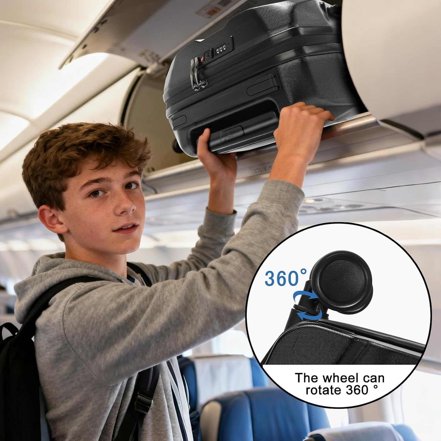 20 inch Smart LED light up Luggage, Airline Approved Hard Shell Suitcases with Wheels, Carry on Luggage Small Rolling Suitcase with Lock, APP-Controlled LED Display