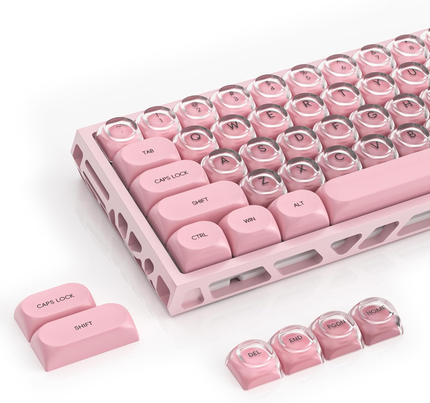 Berry Kiss-Pro Theme Red Jelly HOA Profile Key Cap,PBT Keycaps, Cute Custom Keycaps 132-Key (for MX Switch Gaming Keyboards)-Gradient Lipstick