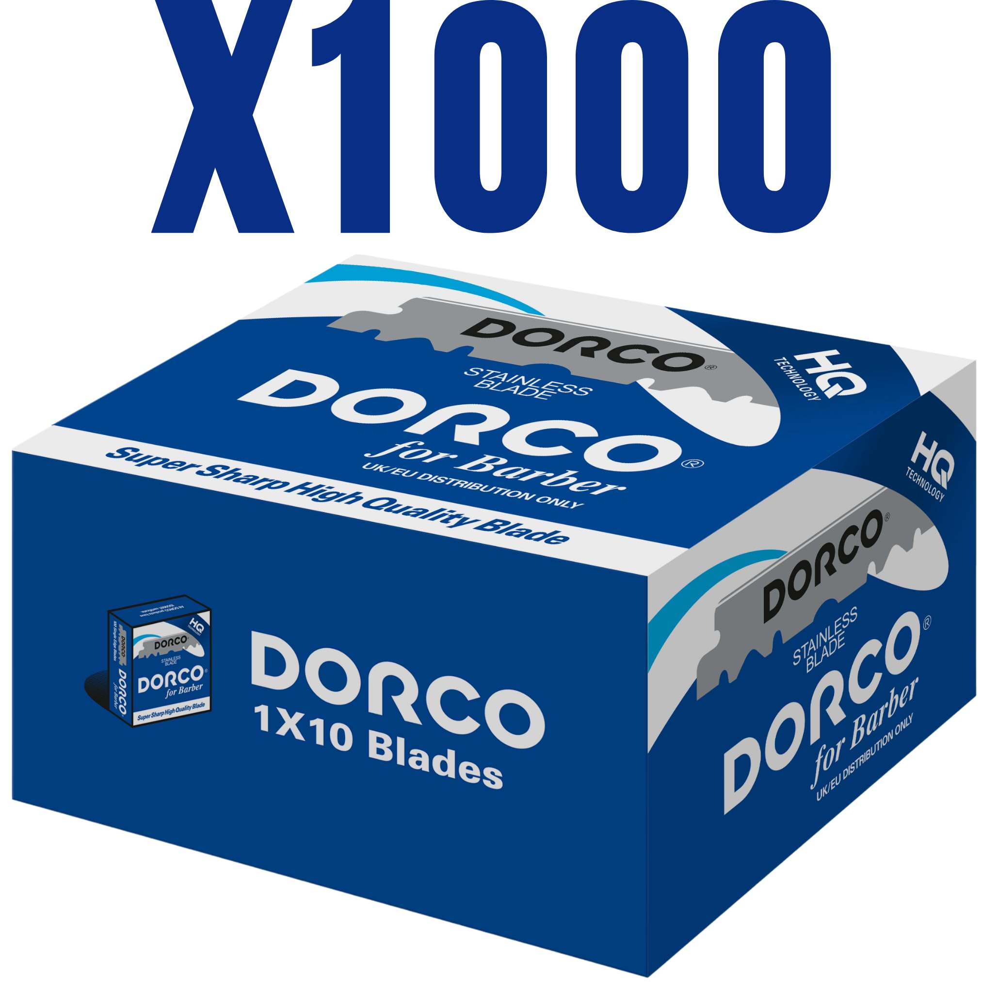 Dorco Single Edge Razor Blades, 1000 Count, 10 Boxes of 100