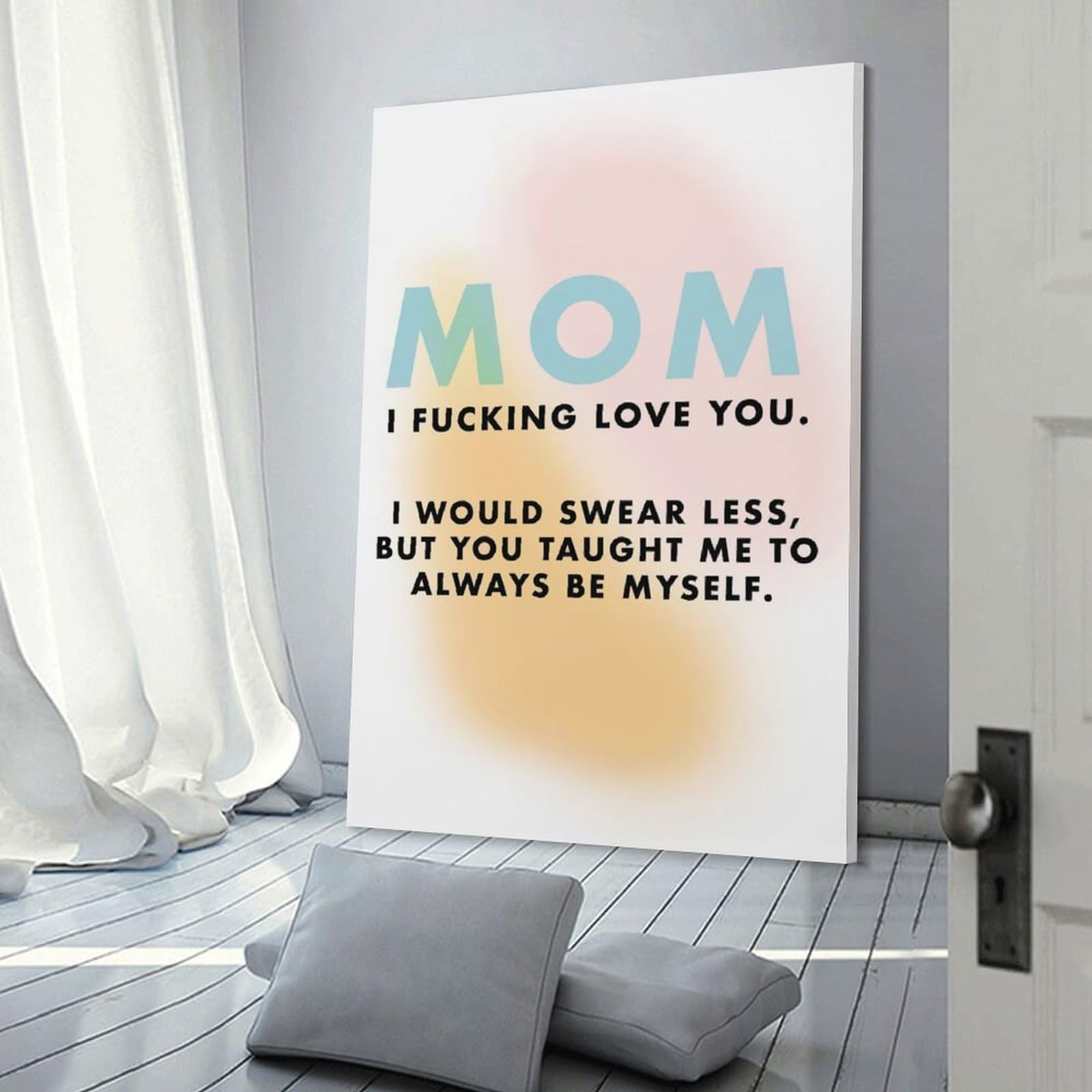 Junmoney Wall Picture Print Mom I Fucking Love You, 24x36inch(60x90cm), for Living Room, Bedroom Or Home Office, Thoughtful Wall Decor for Art Lovers