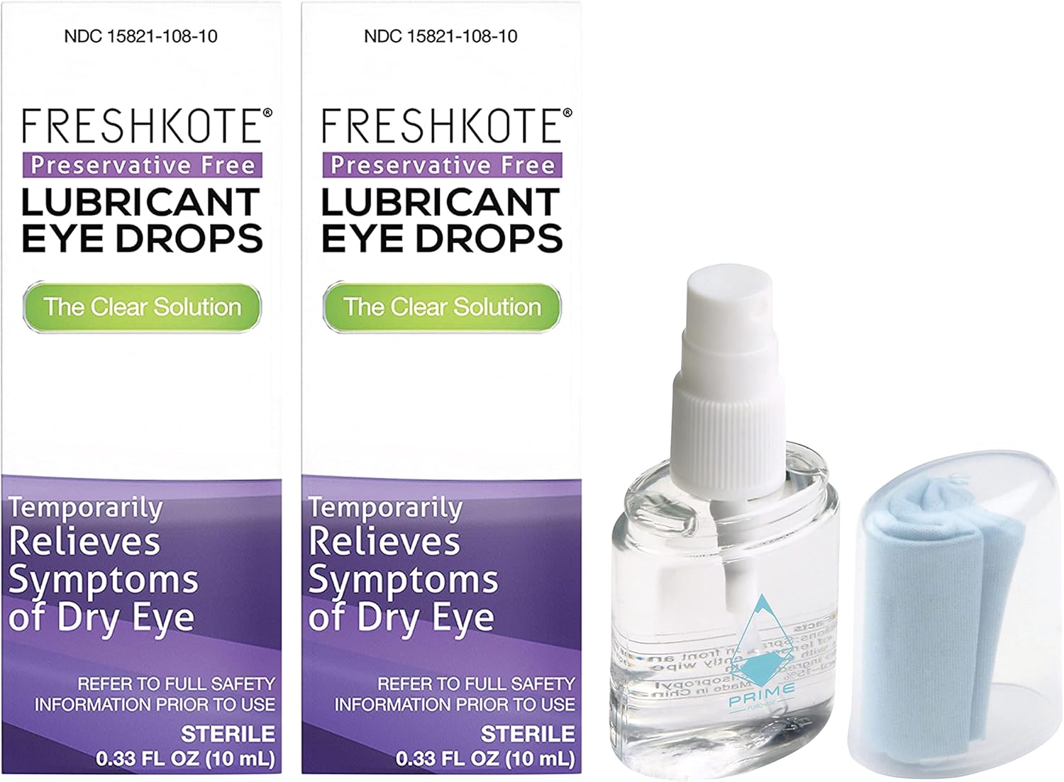 FRESHKOTE Eye Drops for Dry Eyes (2x 0.33 OZ Bottles), Freshkote Preservative Free