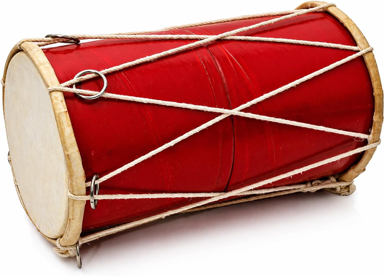 Small 10 x 6 Inch Compact Dholak Drum Set, Handmade Wood & Leather Classical Indian Hand Percussion Drums, World Musical Instruments Punjabi Tabla Dhol Dholki For Decor & Travel Gift For Music Lovers