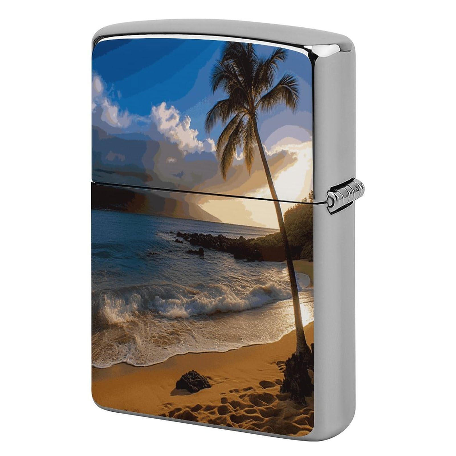 Btcowzrv Style Hawaii Beach Metal Lighter Case Sleeve Cover Holder