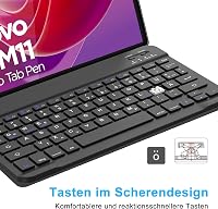SENGBIRCH Lenovo Tab M11 2024 Bluetooth Billentyűzet Tok - Eltávolítható QWERTZ Wireless Billentyűzet, Fekete 3
