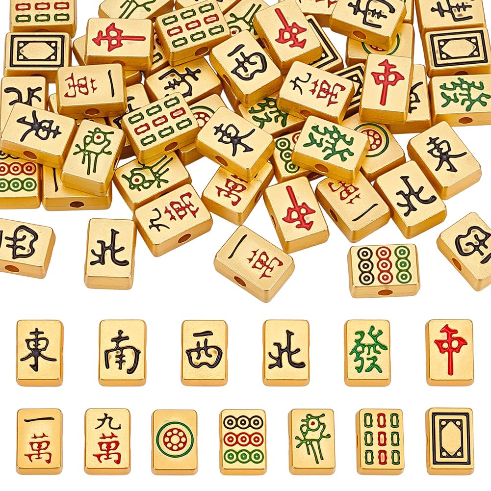 Perles Mahjong en émail NBEADS durables de 8,5 x 6 mm pour finitions de colliers fins