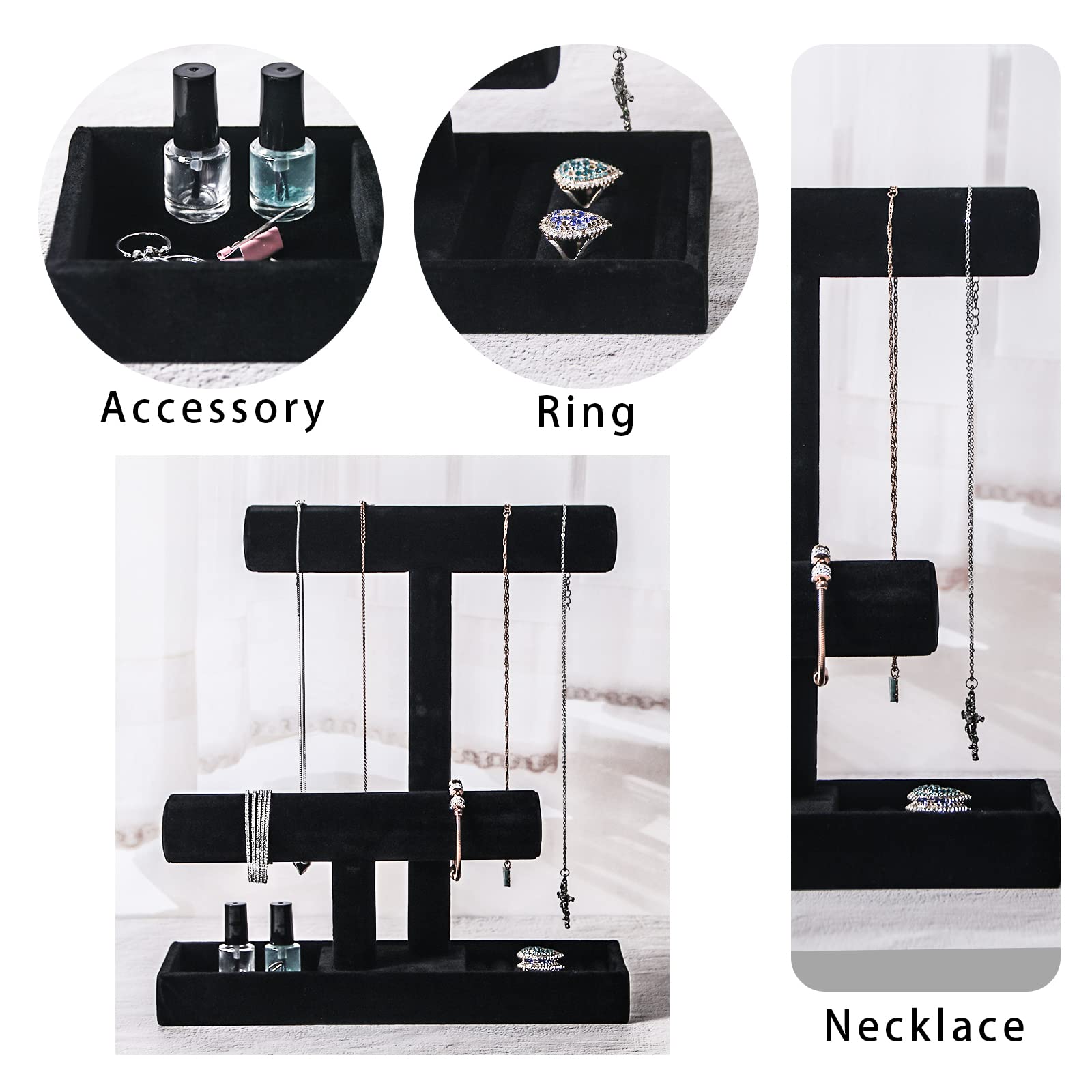 Présentoir à Bijoux Tournant 2 Étages Transparent - Support Pour Colliers, Bracelets, Boucles D'Oreilles