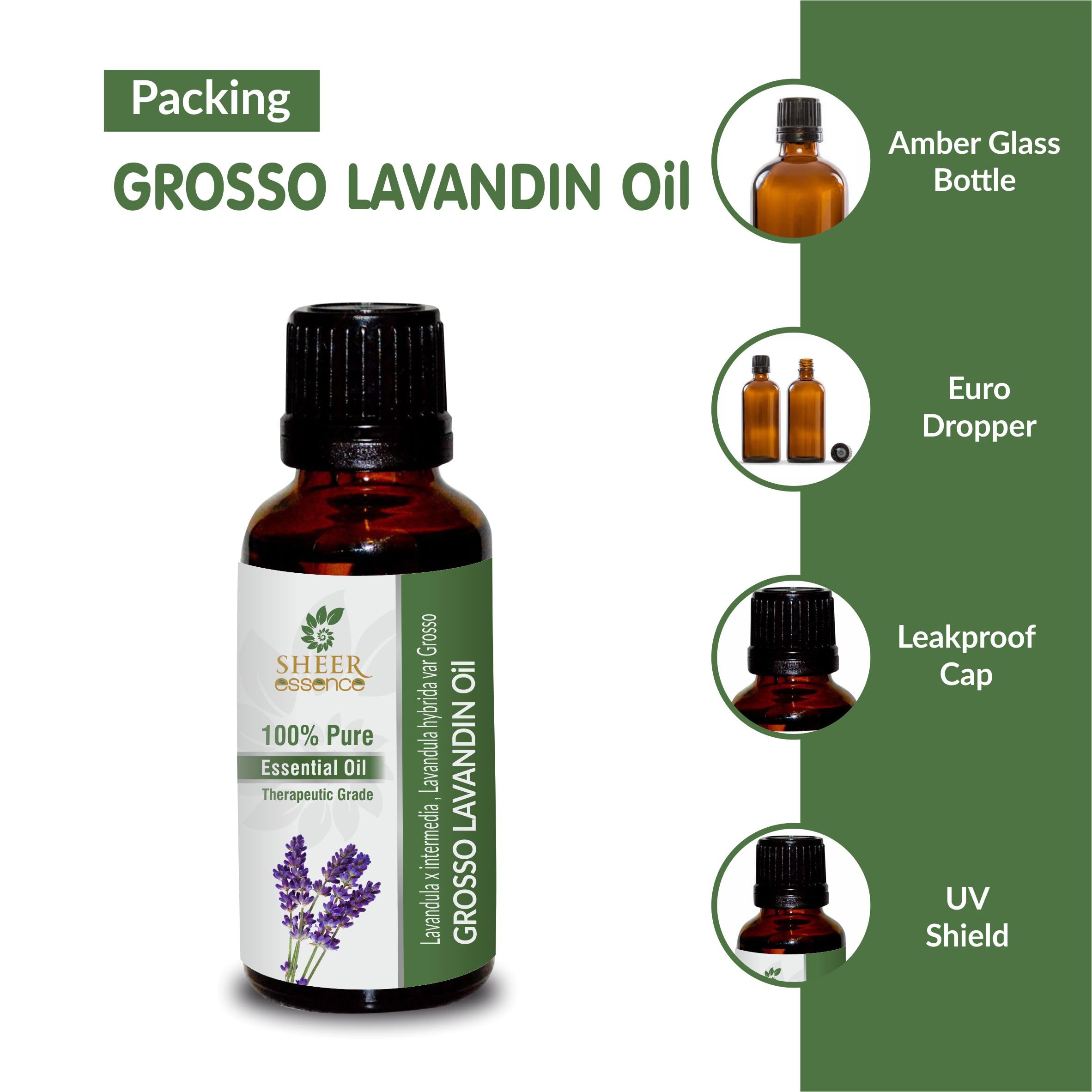 Lavandin Grosso Oil (Lavandula X Intermedia Lavandula Hybrida Var Grosso) Essential Oil 100% Pure Natural Undiluted Uncut Therapeutic Grade Oil 16.90 Fl.OZ