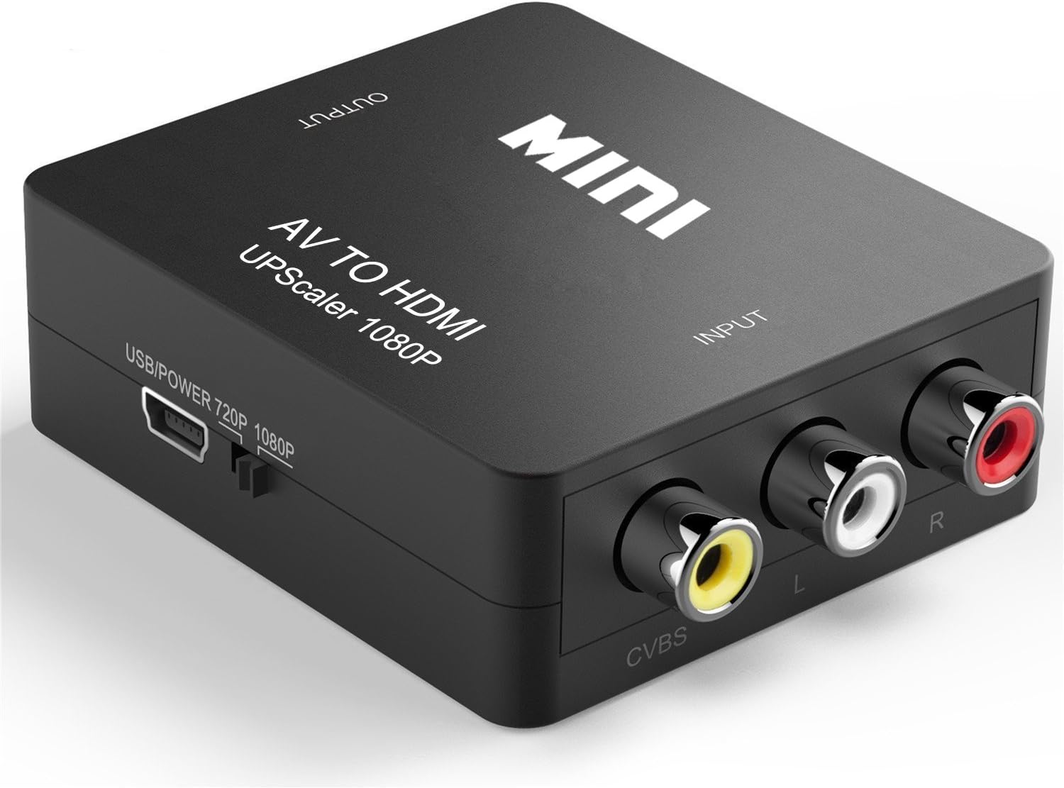 RCA to HDMI, 1080P Mini 3RCA Composite CVBS AV to HDMI Video Audio Converter Adapter Upscaling to 1080P Supporting PAL/NTSC with USB Charge Cable for PC Laptop Xbox PS4 PS3 TV STB VHS VCR Camera DVD