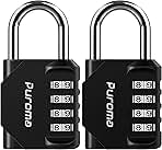 Puroma 2 Pack Combination Lock for Locker 4 Digit Outdoor Waterproof Padlock for School, Gym, Sports, Fence, Toolbox, Gate, Case, Outdoor, Hasp Storage (Black)