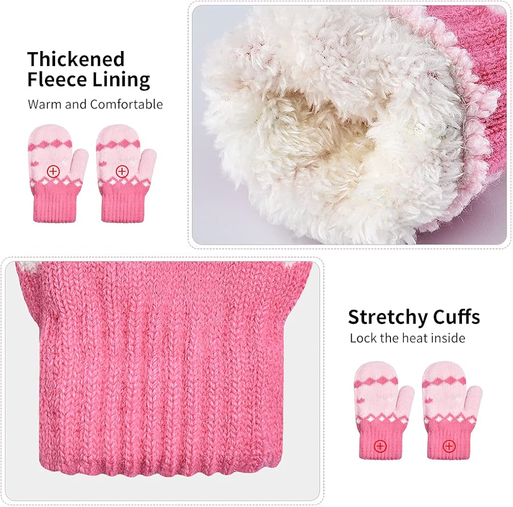 Kids Hat Scarf Gloves Set - Winter Warm Beanie Cap Neck Warmer Ski Snow Mittens Girls Boy 2-6 Year : Clothing, Shoes & Jewelry