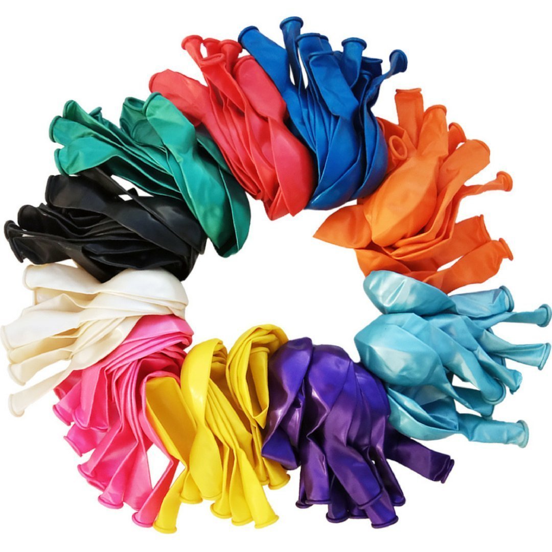 12 inch Balloons Multi Colored (101 Pcs) Premium Metallic Jewel Toned Balloons, Bulk Pack of Rainbow Assorted Color Latex Balloons