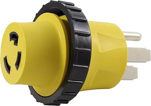 AC WORKS Adaptadores desmontables marinos RV de 30 amperios (enchufe de hoja recta de 4 clavijas 14-50P 50A)