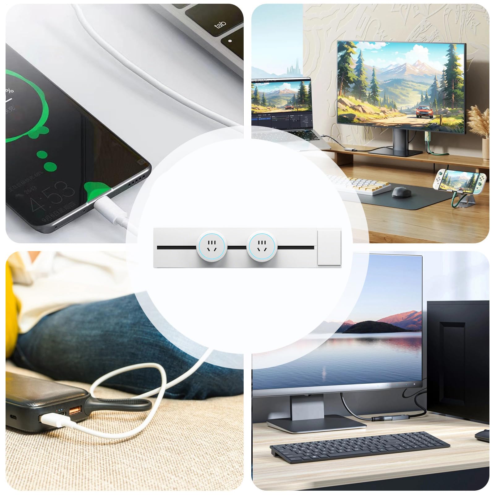 Adaptador Enchufe Extensible Adaptadores Móviles Para Enchufes | Carril Ajustable Para Enchufes Eléctricos Para Cocina, Salón, Estudio, Trabajo, Dormitorio, Hogar, Hotel, Escuela,