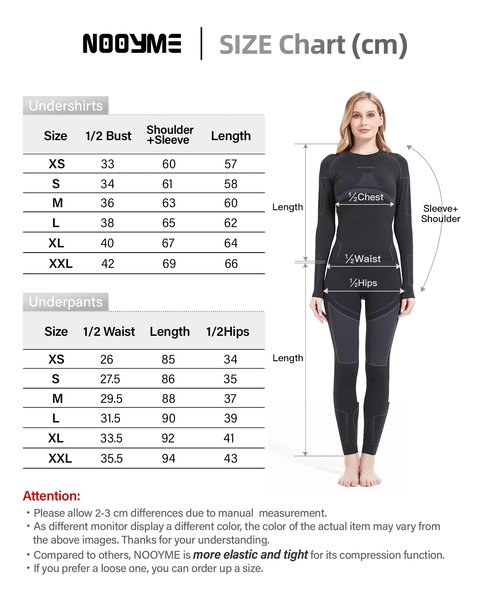 NOOYME Ropa Interior Térmica Mujer Funcional para Esquí - Termoactiva, Transpirable, Elástica, Suave y Cálida - Conjunto