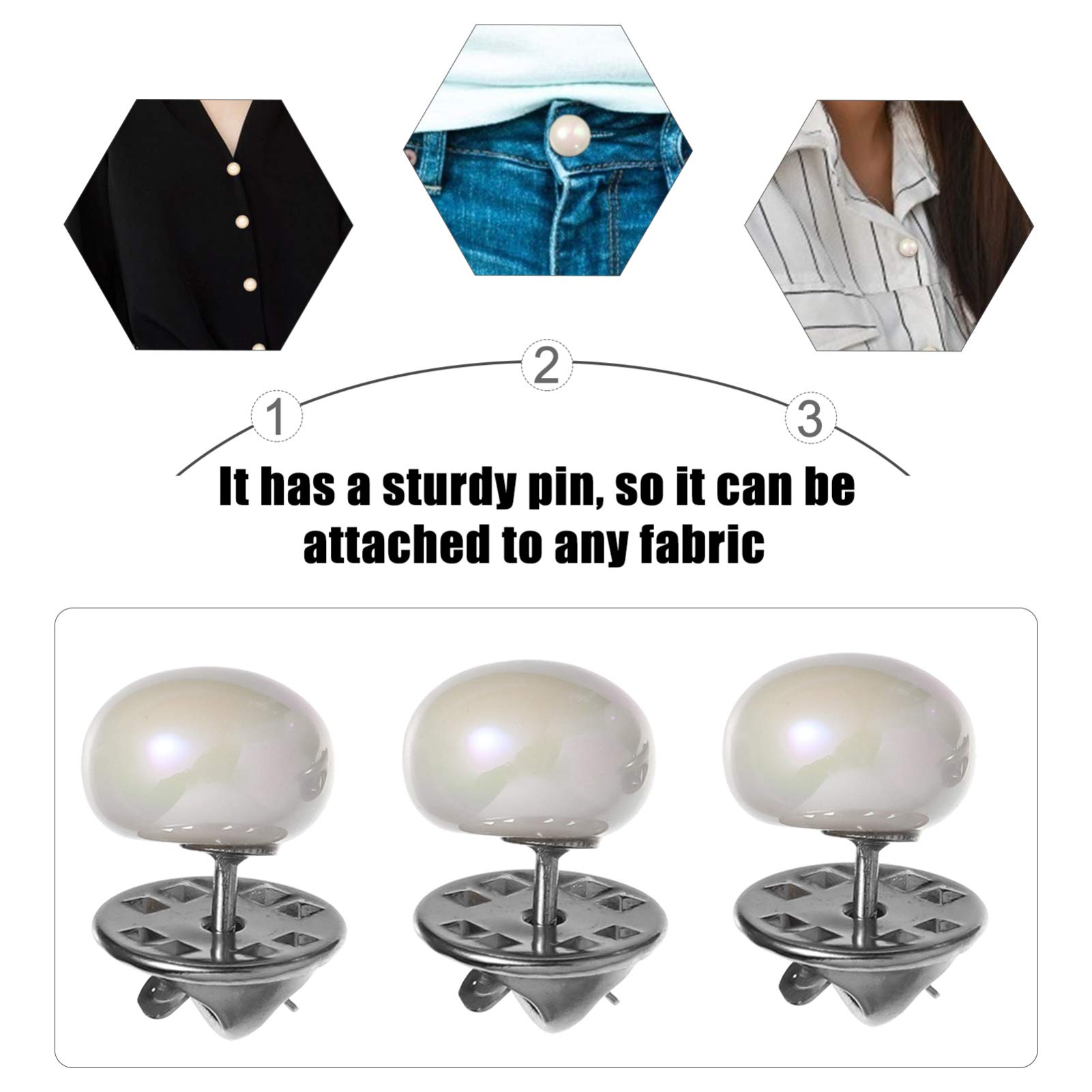 20Pcs Safety Lapel pins Brooch Buttons Pearl Women Shirt Brooch Pins Cover up Button Pin Neckline Safety Pins Button for Clothing Shirt Dress Supplies Shirt Lapel pins White Pearl