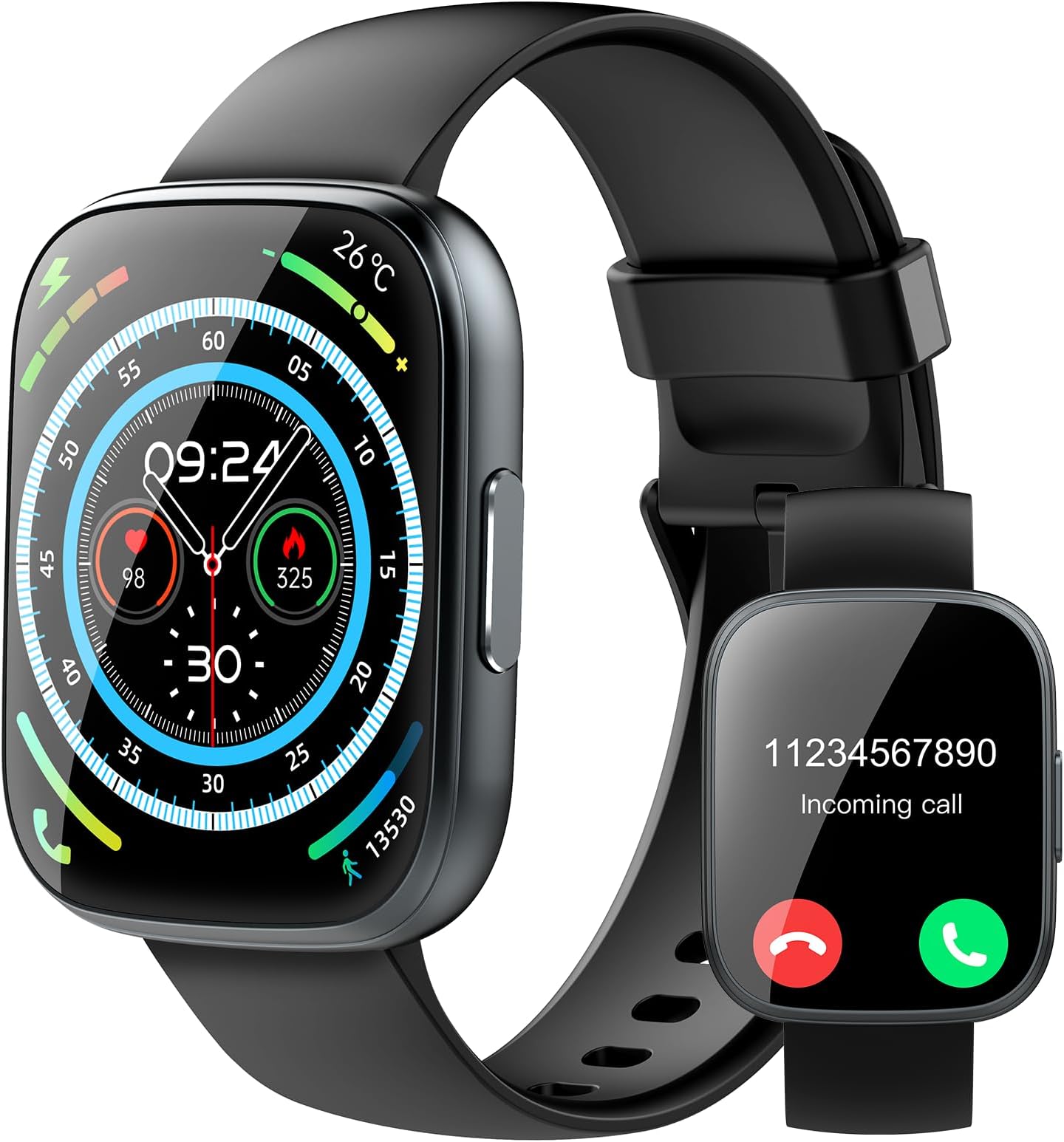 Puqo Smart Watch for Men Women Answer/Make Calls, 1.95" Fitness Watch with Hear Rate/Sleep Monitor, Fitness Tracker 110+ Sports Activity Trackers IP68 Waterproof Smartwatch for iOS Android, Black