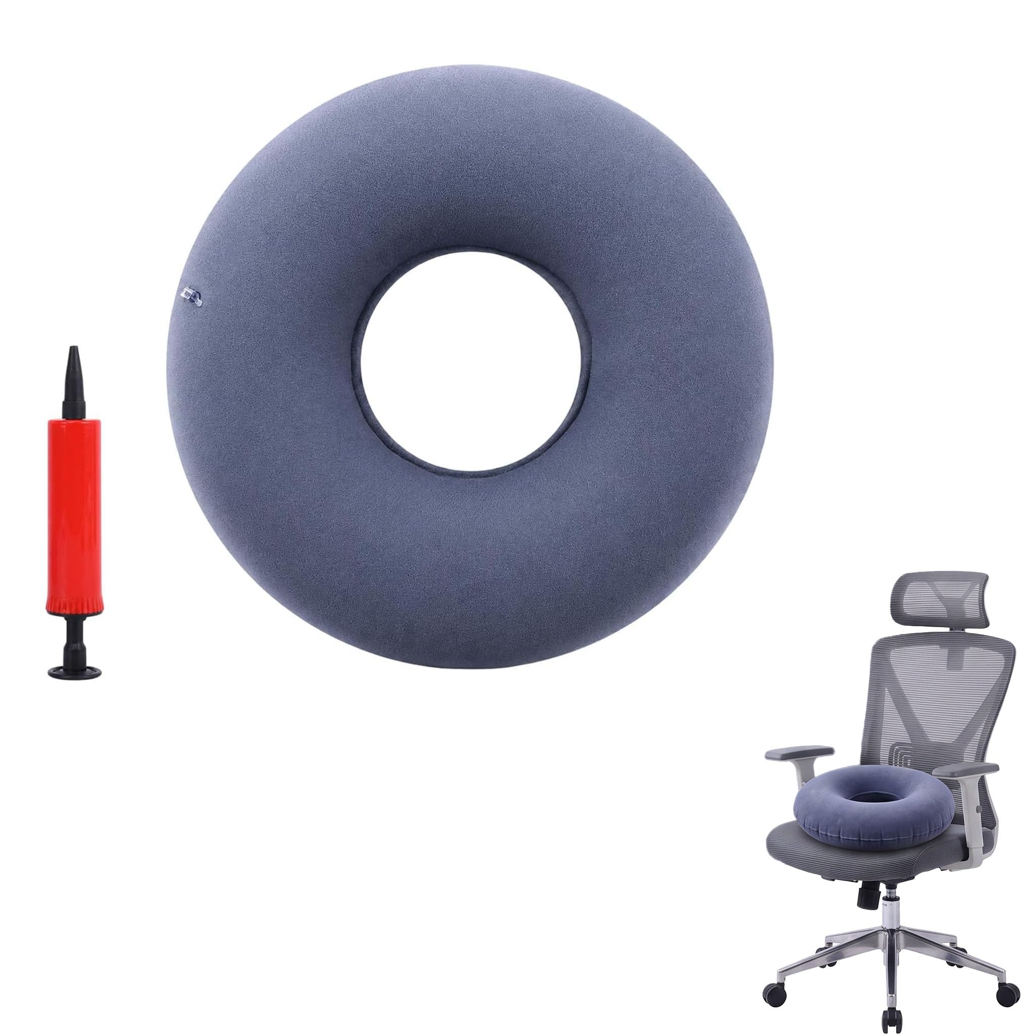 TAOYINGSHOP Rubber Ring,Donut Cushion,Doughnut Cushion,Ring Cushions for Pressure Relief,Inflatable Rings with Pump 2-Piece Set to Adults Office Wheelchair Travel and Tailbone Discomfort