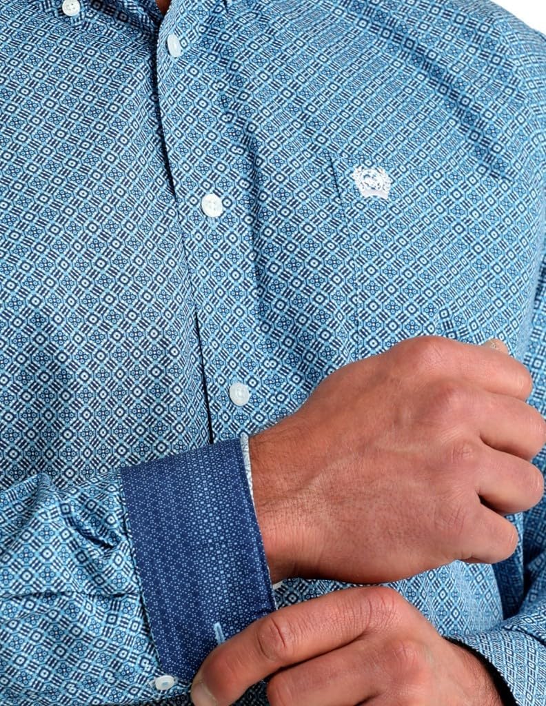 Cinch Men's Blue Print Long Sleeve Button Shirt - Image 2
