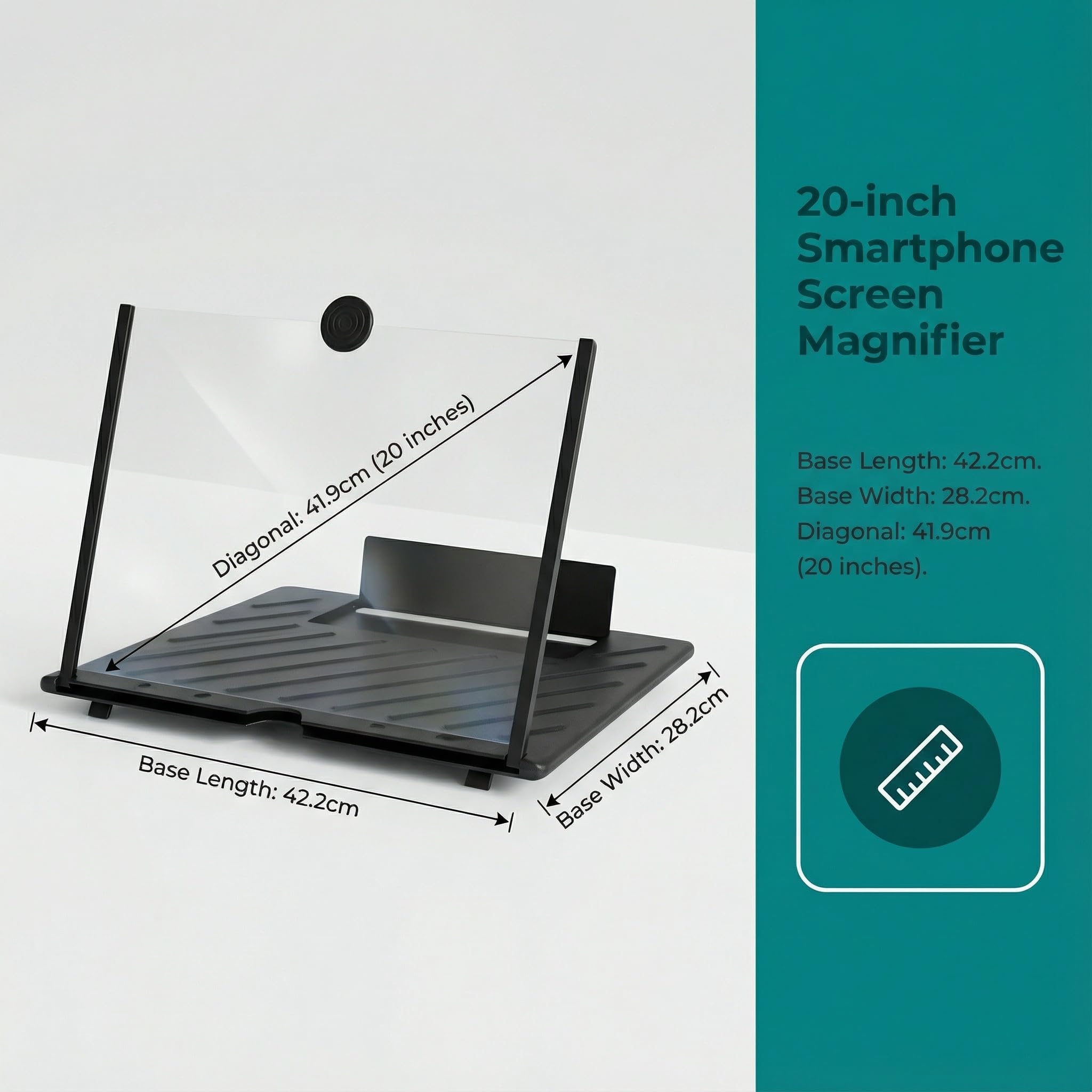 Handy Bildschirmlupe 20 Zoll, 3D Bildschirm für Handy, Faltbarer HD Handy Lupe für Allen Smartphones, Anti-Blaulicht für das ansehen von filmvideos (Schwarz)