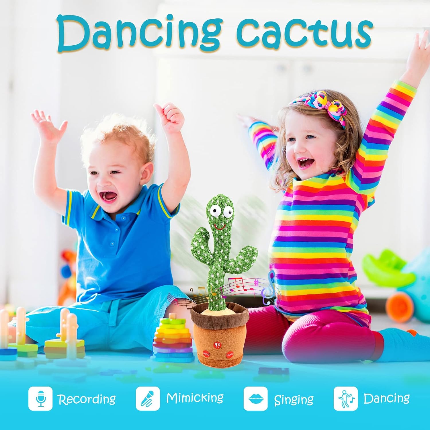 Dancing Cactus|Talking Cactus Toy|Cactus Baby Toy|Dancing Cactus Mimicking Toy|Cactus Repeats What You Say and Recording