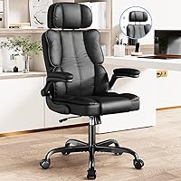 Kensaker Executive Leather Office Chair: Ergonomic with Thick Cushion, Lumbar Support, Adjustable Headrest & Armrests, Black