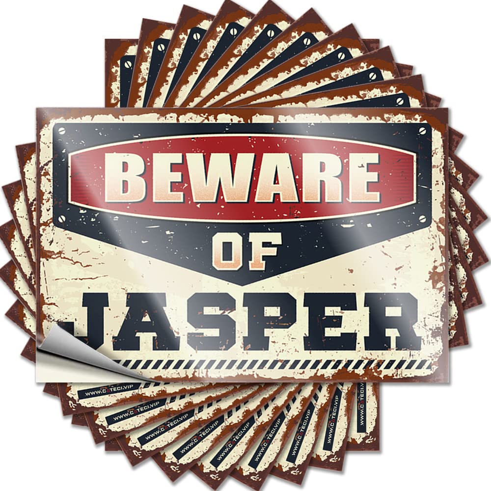 Funny Sticker Beware of Jasper Funny Sticker 10 Pcs Car Stickers Decal Stickers for Cars(12X18CM)