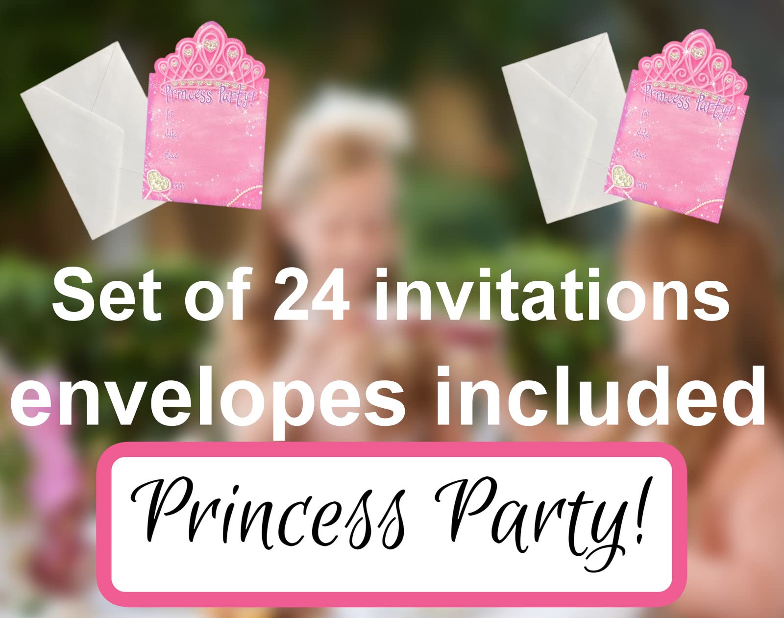 24 Tiara-förmige Einladungskarten – Für Prinzessinnen-Party, Babyparty, Geburtstag