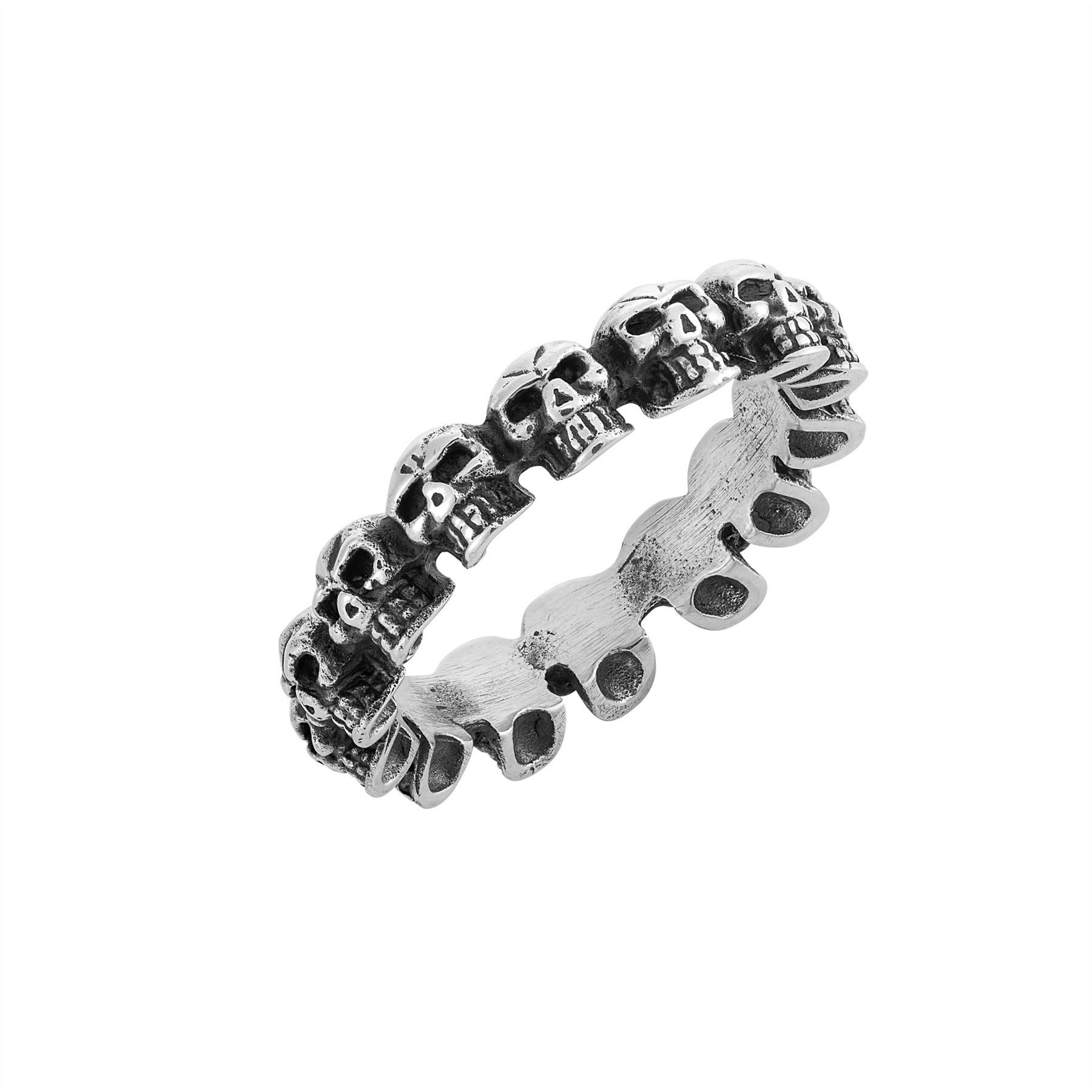 Bague tête de mort en argent sterling 925 brossé de qualité supérieure pour femme - 7