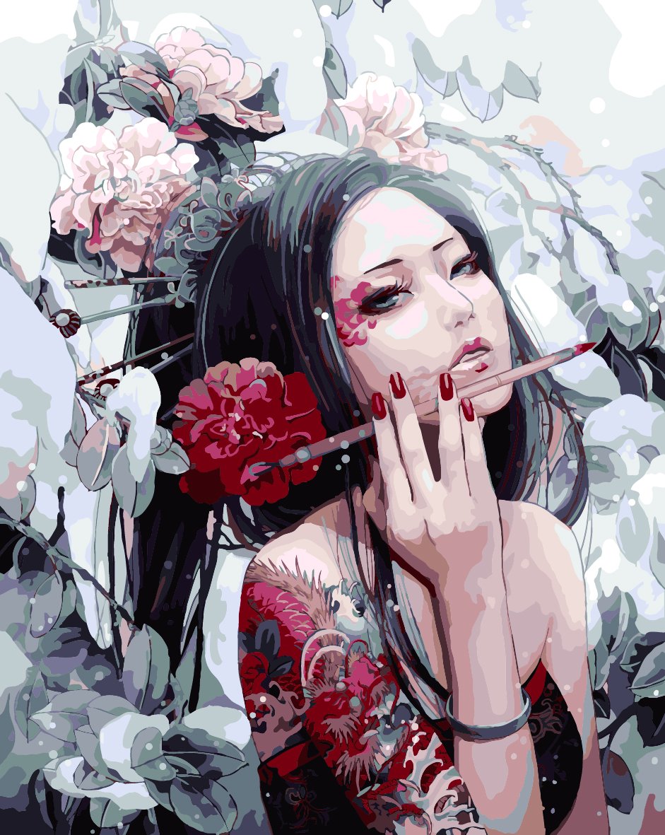YEESAM ART Paint by Numbers for Adults, Flower Fairy Chinese Beauty 16x20 inch DIY Painting Kits for Home Wall Decor