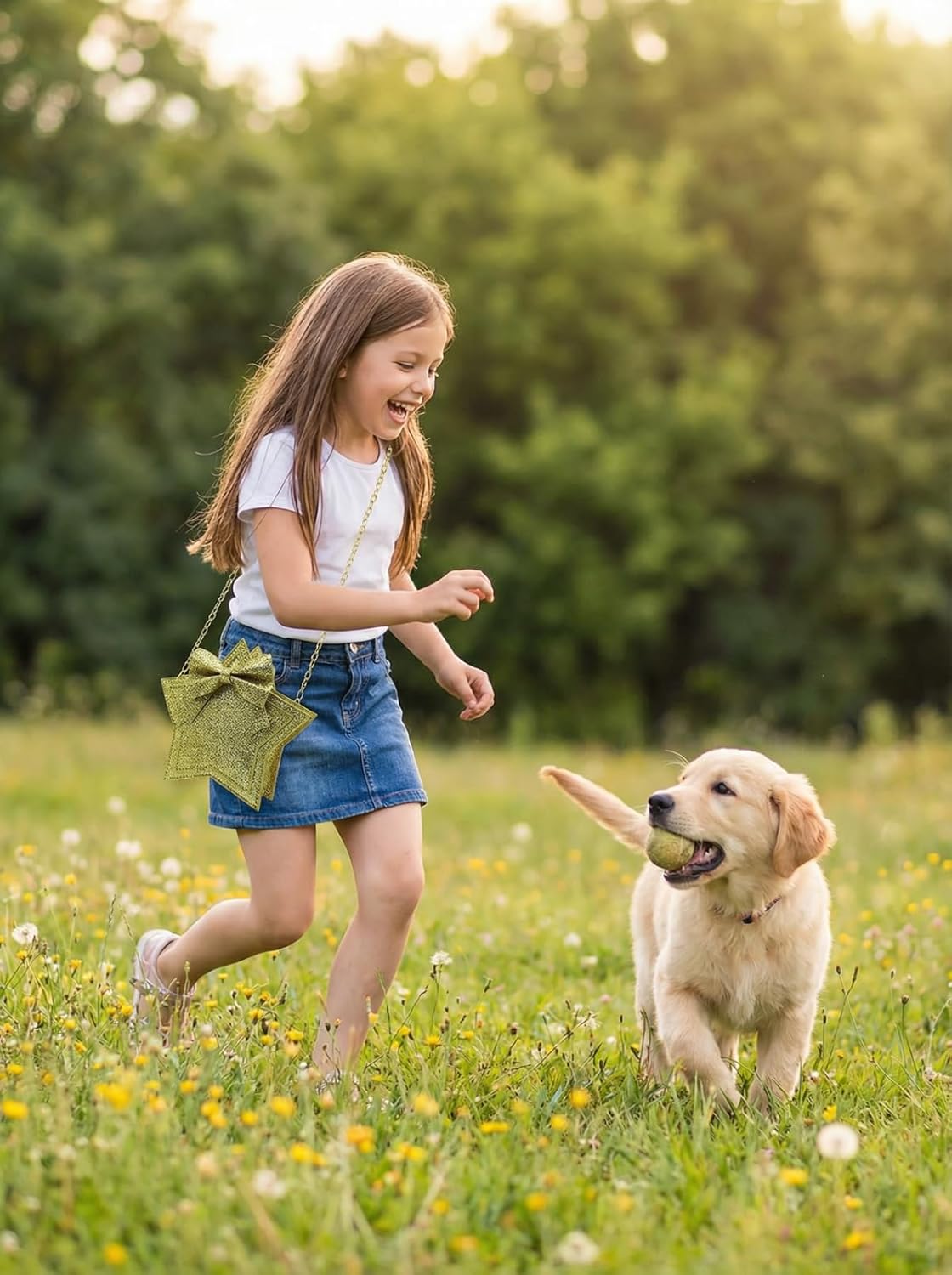 ZGMYC Little Girls Glitter Sequins Crossbody Purse Star-Shaped Bowknot Shoulder Bag Satchel - Image 2