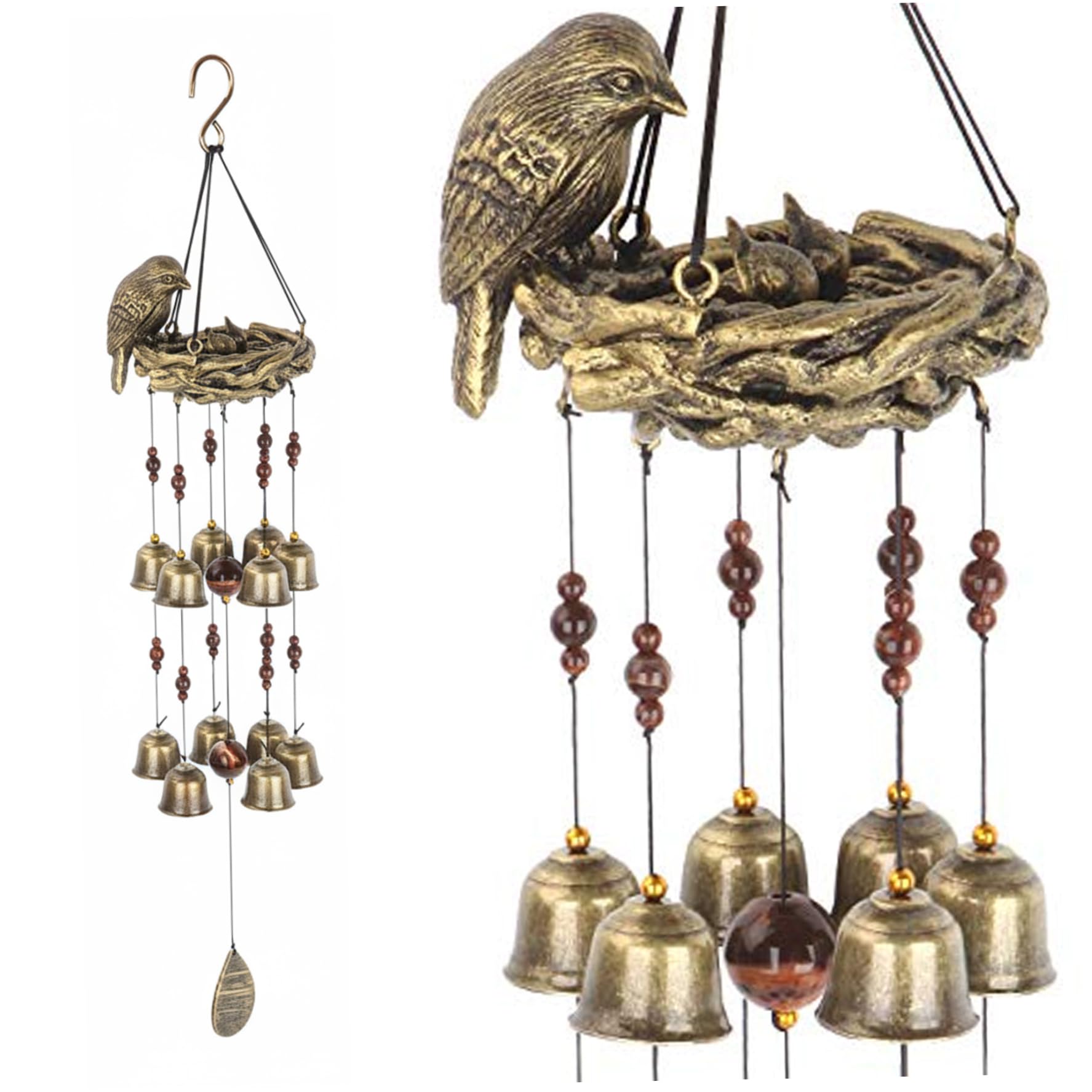 Campanas de viento para pájaros un regalo artístico vintage de 12 campanas de cobre
